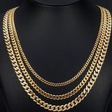 Men Curb Chain Necklace 18K Gold Plated Black Chunky Neck Link Chains - Sparkmart