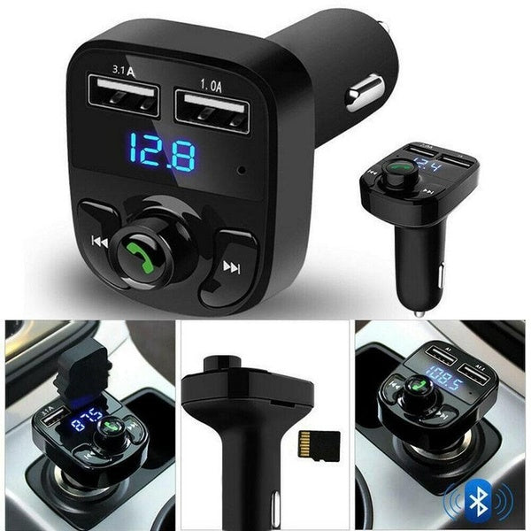 Vehicle Wireless Bluetooth Handsfree Car Kit FM Transmitter Music MP3 Player Dual USB Charger Adapte - Sparkmart