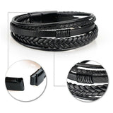 Brown Leather Bracelet Men's Leather Buckle Hand-woven Multi-layer - Sparkmart