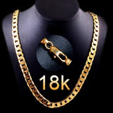 Men Curb Chain Necklace 18K Gold Plated Black Chunky Neck Link Chains - Sparkmart