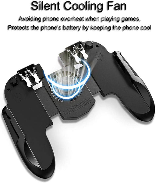 4 Trigger Mobile Game Controller with Cooling Fan for PUBG/Call of Duty/Fotnite [6 Finger Operation] YOBWIN L1R1 L2R2 Gaming Grip Gamepad Mobile Controller Trigger - Sparkmart
