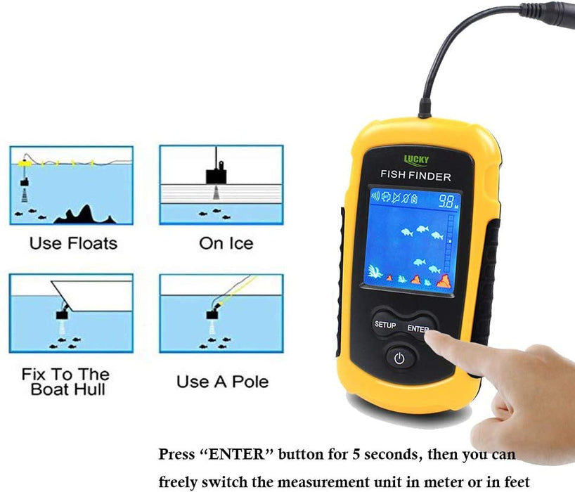 Portable Fish Finder Kayak Depth Sonar LCD Handheld Boat Ice