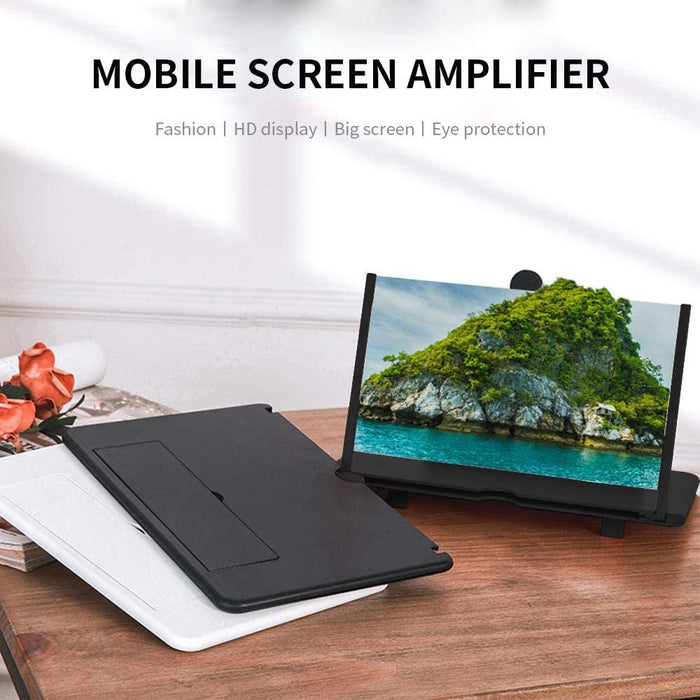 10" 3D HD Phone Screen Amplifier, Phone Holder Screen Magnifier Enlarger for Movies Videos and Gaming, Foldable Stand Supports iPhone Samsung and All Smartphones - Sparkmart