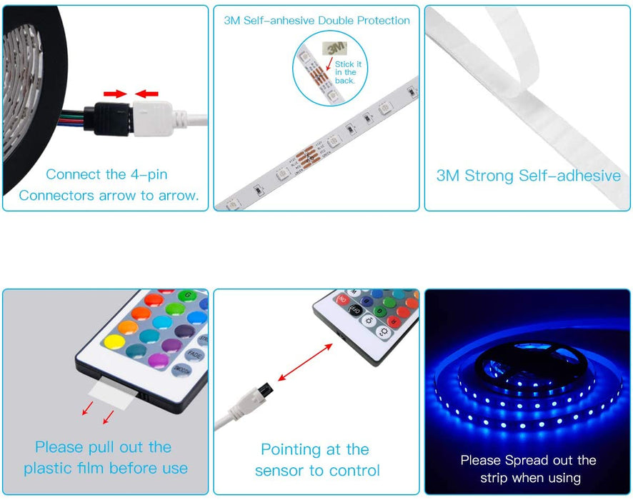 LED Light Strip, Megulla 32.8ft/10m Music Sync Color Changing RGB LED Strip with Remote, Sensitive Built-in Mic - Sparkmart