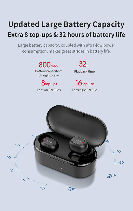 QCY T2C Wireless Bluetooth Earphones With Charging box headphones - RaditShop