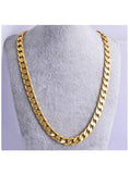 Men Curb Chain Necklace 18K Gold Plated Black Chunky Neck Link Chains - Sparkmart