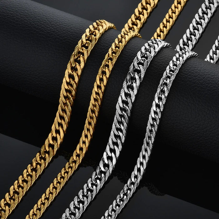 18 kt Yellow Gold plated Cuban Link Chain Necklace 24 inch - Sparkmart