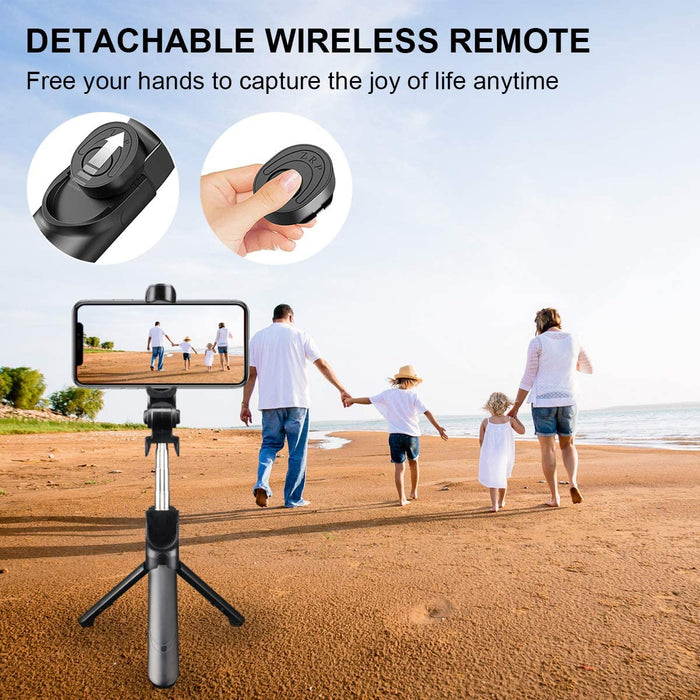Extendable Selfie Stick Tripod with Detachable Wireless Remote and Tripod Stand Selfie Stick - Sparkmart