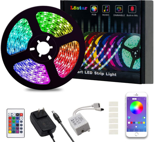 LED Light Strip, Megulla 32.8ft/10m Music Sync Color Changing RGB LED Strip with Remote, Sensitive Built-in Mic - Sparkmart