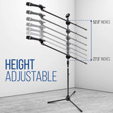 Microphone Stand, Tripod Boom Microphone Stand with Mic Clips, Collapsible and Lightweight, Both Arms Adjustable, Perfect for Studio Recording - RaditShop