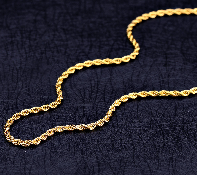 FRENELLE Jewellery  18K Gold Twisted Rope Chain Necklace