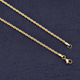 Rope Chain Necklace Women Men 18K Gold Plated, twisted Chain - Sparkmart