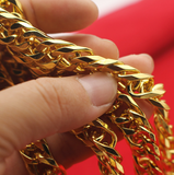 Cuban Link Chain 14K Gold Plated Stainless Steel Miami Curb Chains - Sparkmart