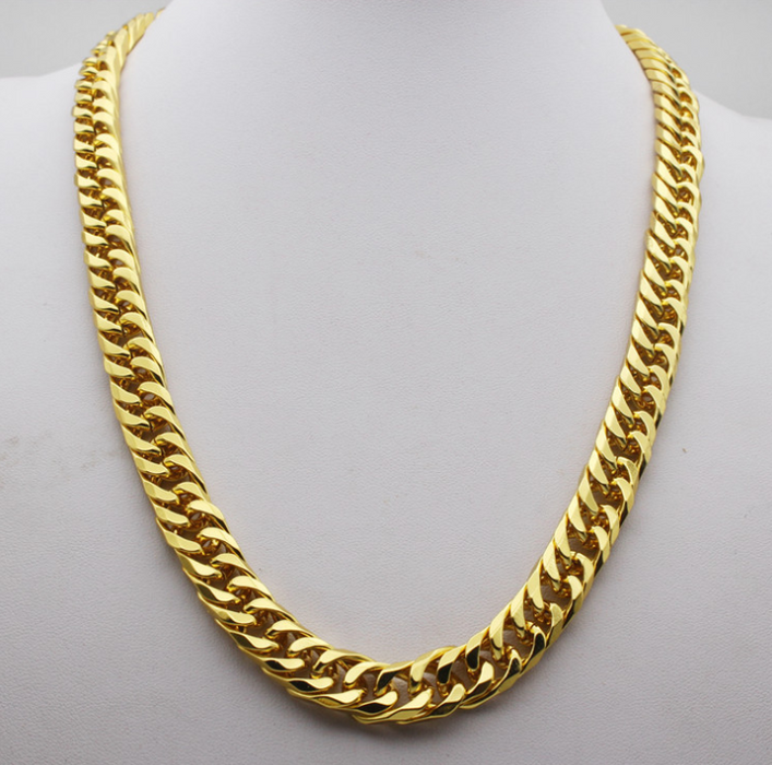 Cuban Link Chain 14K Gold Plated Stainless Steel Miami Curb Chains - Sparkmart