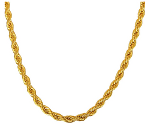 Rope Chain Necklace Women Men 18K Gold Plated, twisted Chain - Sparkmart