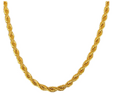 Rope Chain Necklace Women Men 18K Gold Plated, twisted Chain - Sparkmart