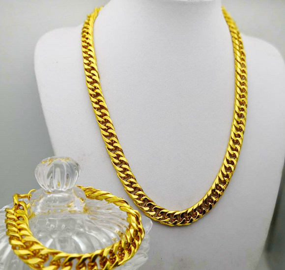 Cuban Link Chain 14K Gold Plated Stainless Steel Miami Curb Chains - Sparkmart