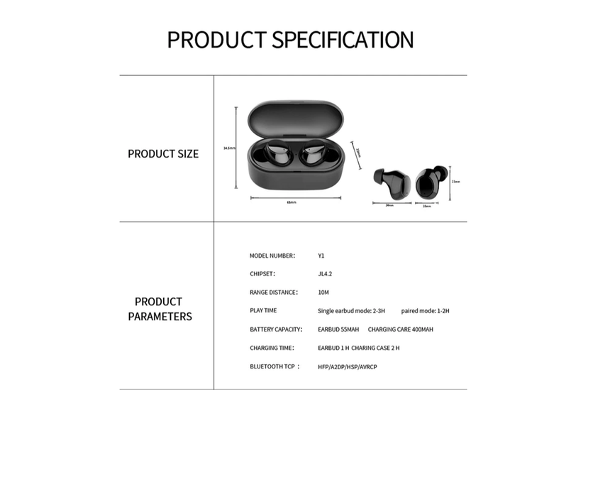 Myinnov Y1 Wireless Bluetooth Earphone With Mic Charging Box For All Smart Phone - RaditShop