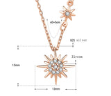 925 Sliver Necklace sun Zirconia  Ray Inspired Pendant - RaditShop