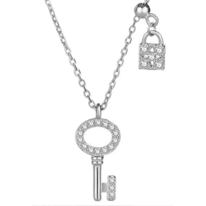 Key Pendant Necklace For Women 925 Sterling Silver Vintage Zirconia - RaditShop