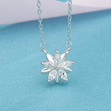 Women's 925 Sterling Silver CZ Elegant Flower Prong Setting Pendant Necklace - RaditShop