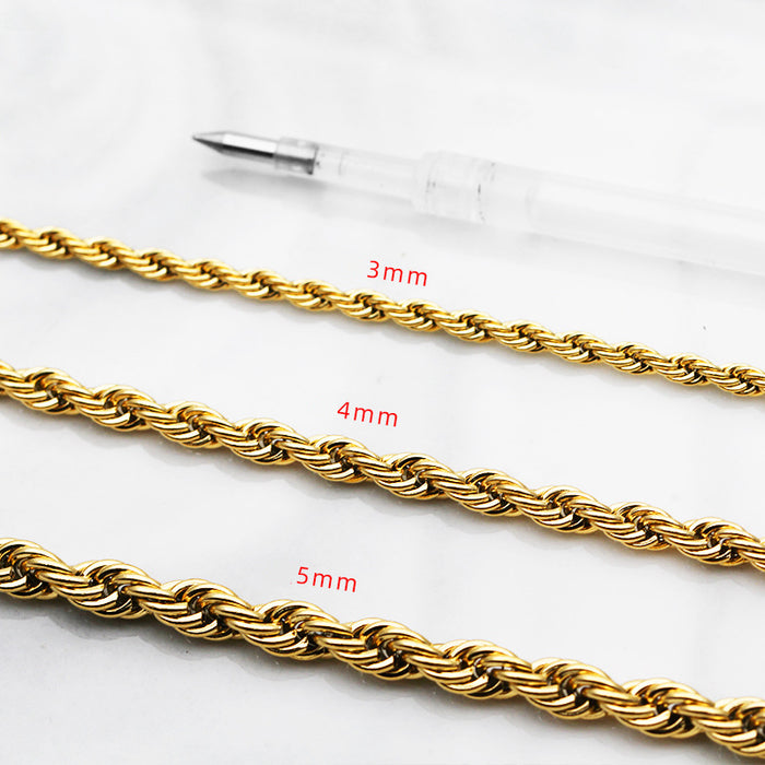 18K Gold Plated Gold Chain 3/6 mm Spiga Wheat/Twist Rope Chain, Replacement Chain, 25 inches - RaditShop