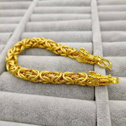 18K Gold Plated Bracelet,  Bangle Bracelet Dragon Head Rope Gold - RaditShop