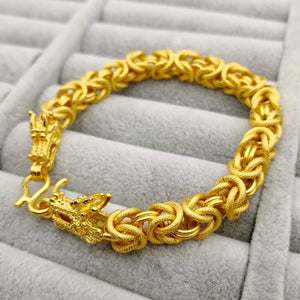 18K Gold Plated Bracelet,  Bangle Bracelet Dragon Head Rope Gold - RaditShop