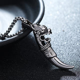 Wolf Tooth Stainless Amulet Pendant Necklace - Sparkmart