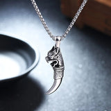 Wolf Tooth Stainless Amulet Pendant Necklace - Sparkmart