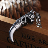 Wolf Tooth Stainless Amulet Pendant Necklace - Sparkmart