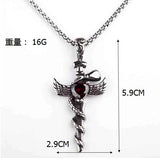 Jewelry Mens Snake Wing Cross Sword Stainless Steel Pendant Necklace 22 inch - Sparkmart