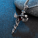 Jewelry Mens Snake Wing Cross Sword Stainless Steel Pendant Necklace 22 inch - Sparkmart