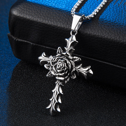 Cross Necklace for n 925 Sterling Silver" Christian Rose Cross Pendant - Sparkmart