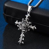 Cross Necklace for n 925 Sterling Silver" Christian Rose Cross Pendant - Sparkmart