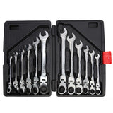 PowerPowel 12-Piece Flex-Head Ratcheting Wrench Set, Metric 8mm-19mm - RaditShop