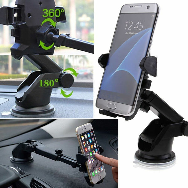 New 360° Universal Suction Cup Car Phone Holder Windshield Mobile Phone Holder GPS Car Phone Holder Stand - RaditShop