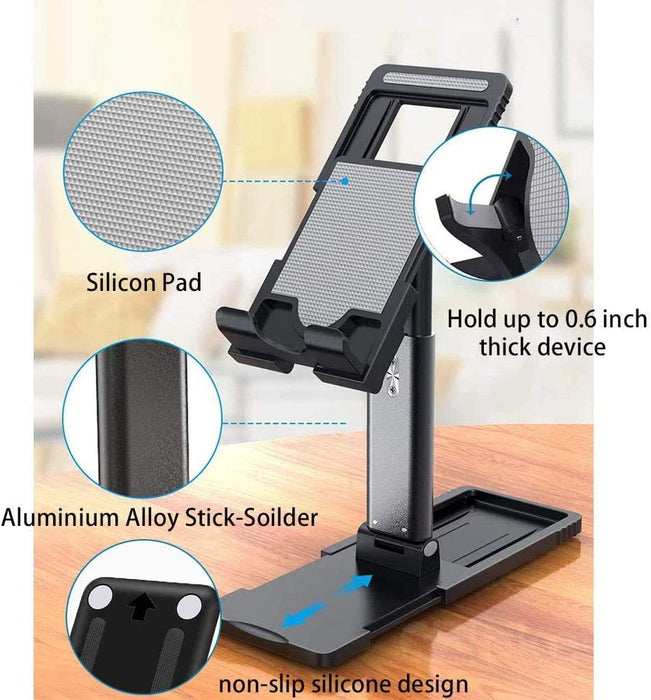 Cell Phone Stand, Angle Height Adjustable Cell Phone Tablet Stand for Desk, Foldable Portable Desktop Stand - RaditShop
